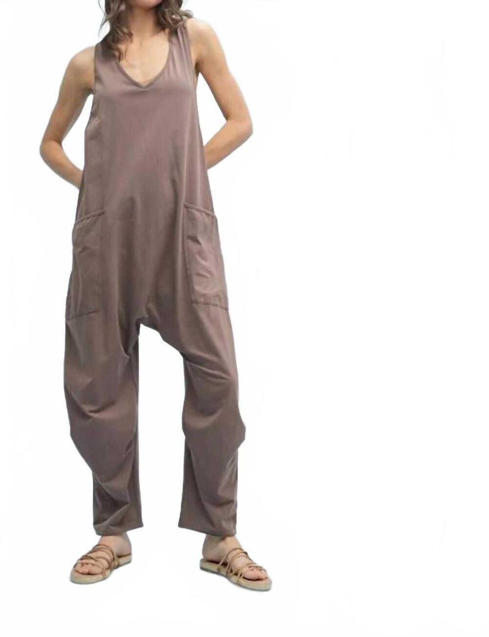 NEW WISHLIST knit loose fit jumpsuit onesie with pockets in charcoal